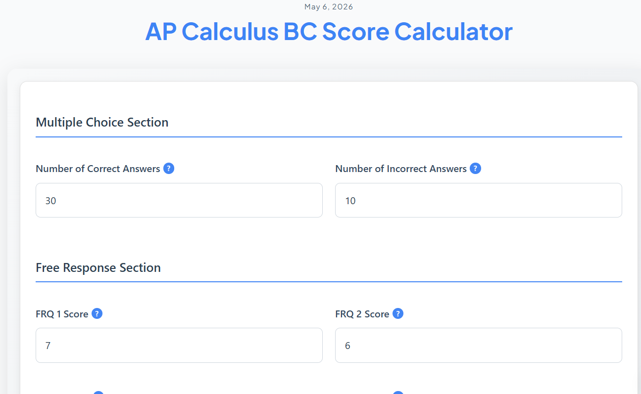 AP Calculus BC Score Calculator | Predict Your 1 to 5 Score