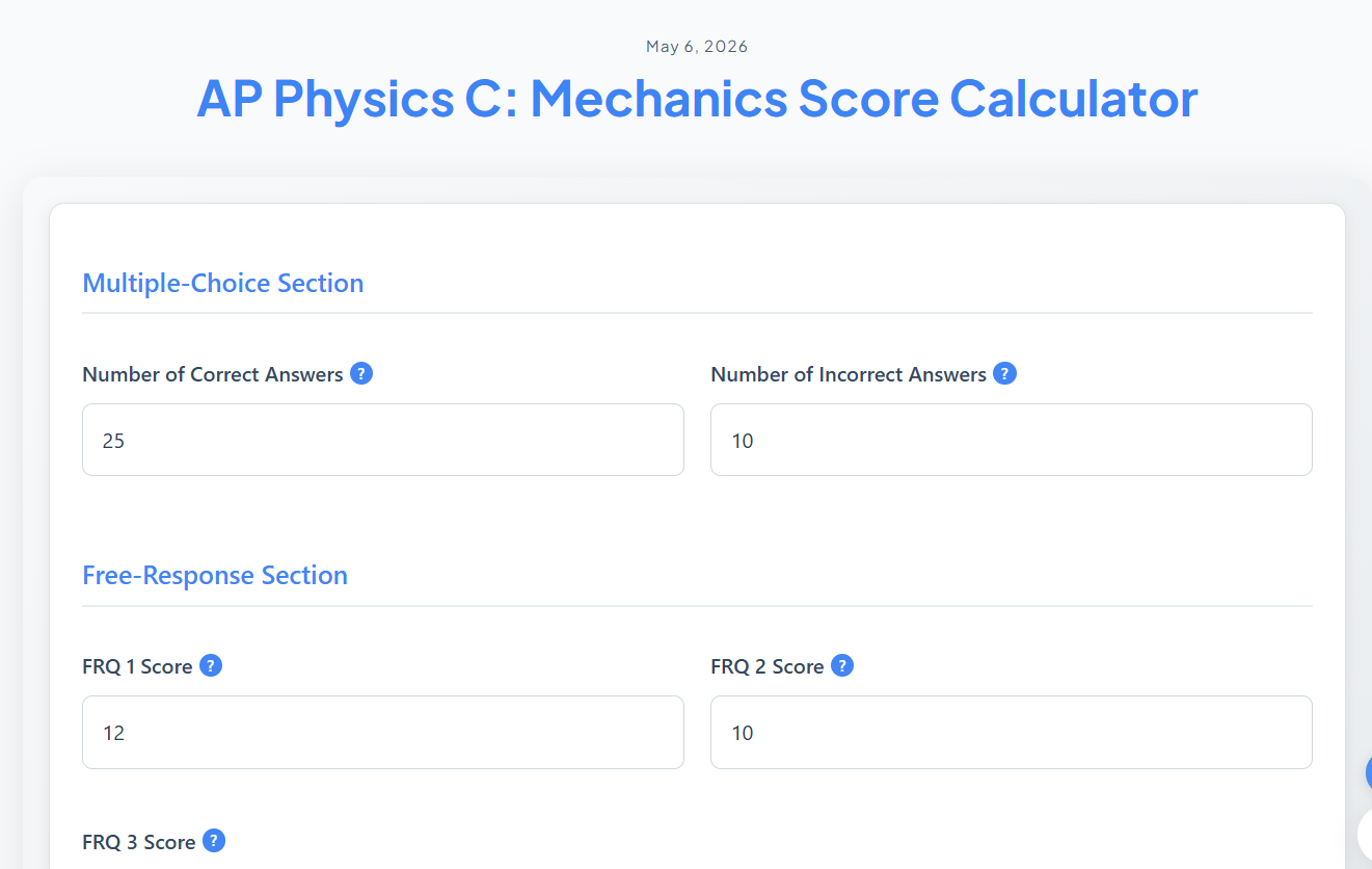 AP Physics C Mechanics Score Calculator - Estimate Your 1 to 5